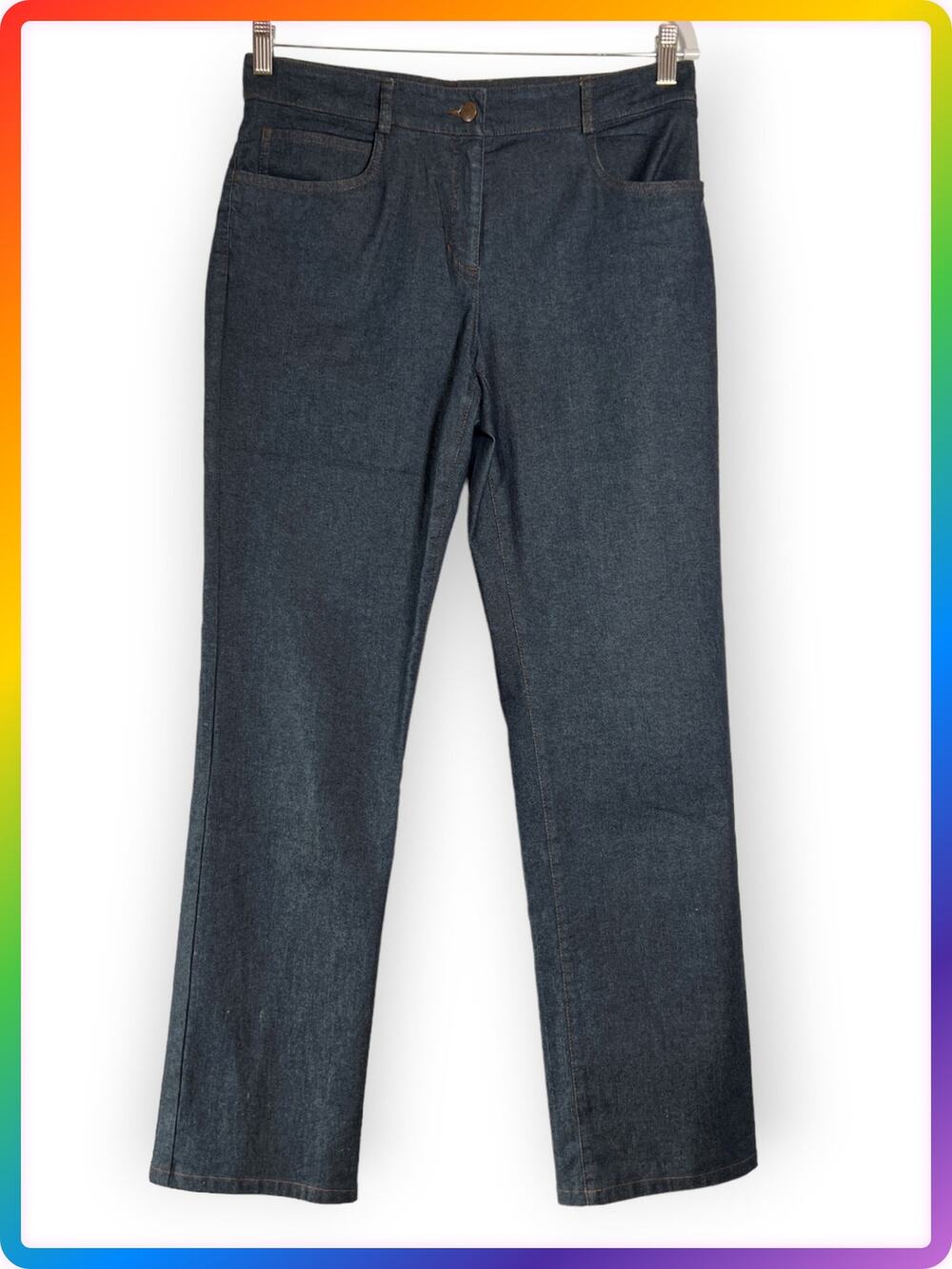 Eileen Fisher Straight Leg Jeans WOMENS S 31x31 Dark Blue Minimalist Denim